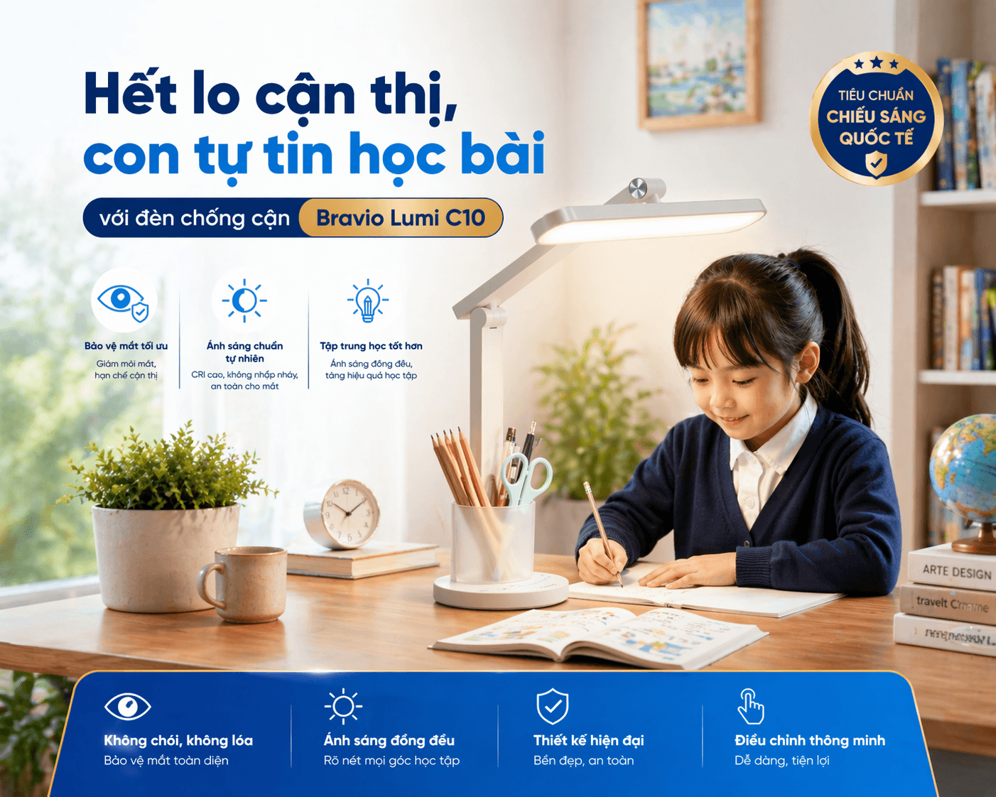 Đèn học Bravio Lumi C10 bảo vệ mắt con